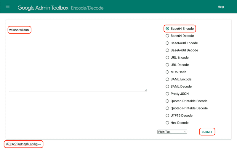 Base64 Username and Password